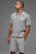 Sports Club Sweater Knit Polo - Athletic Heather Grey