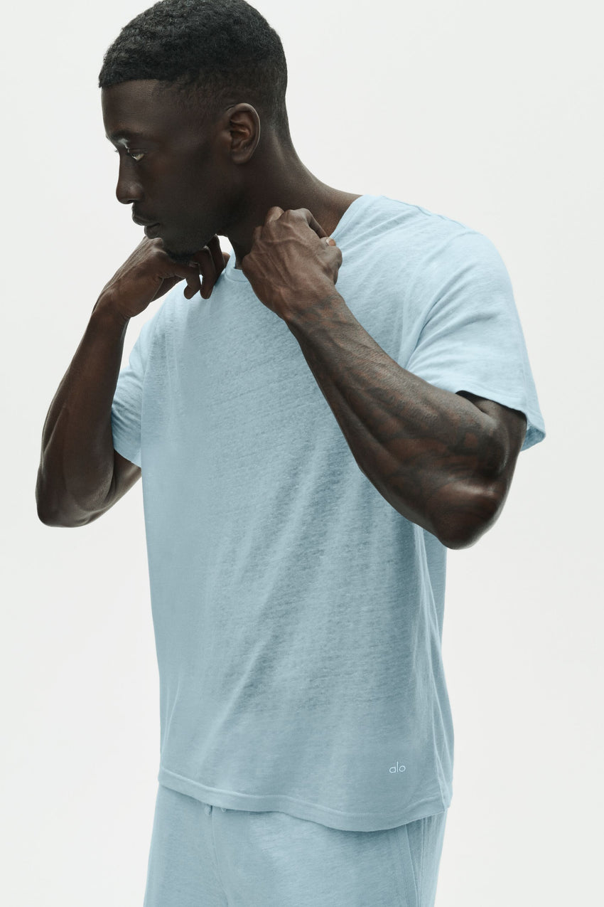 Linen Jersey Coastal Short Sleeve Tee - Seaside Blue