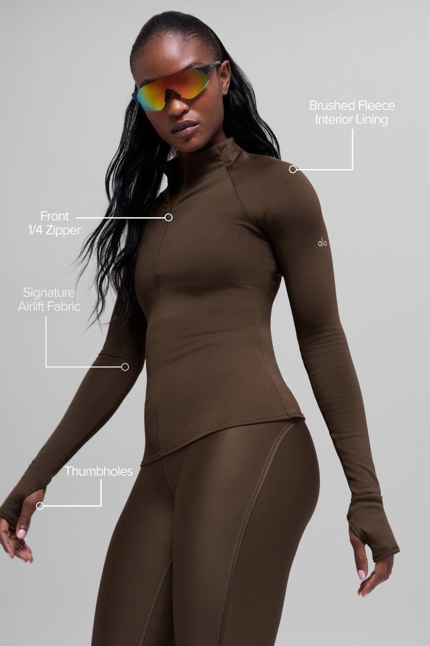 Airlift Winter Warm 1/4 Zip Long Sleeve - Espresso
