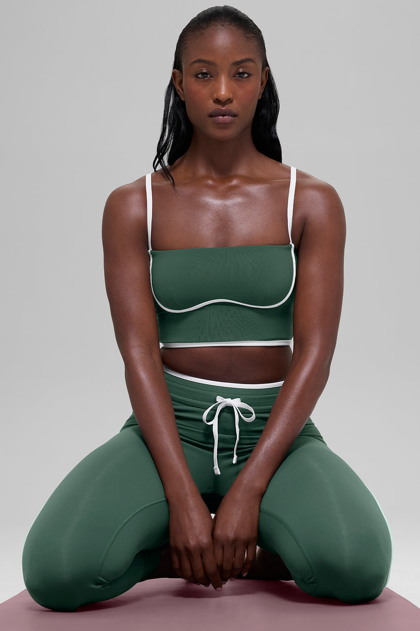 Airbrush Streamlined Bra Tank - Clover Green/White